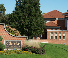 Clarke sign on campus. Links to Gifts That Pay You Income